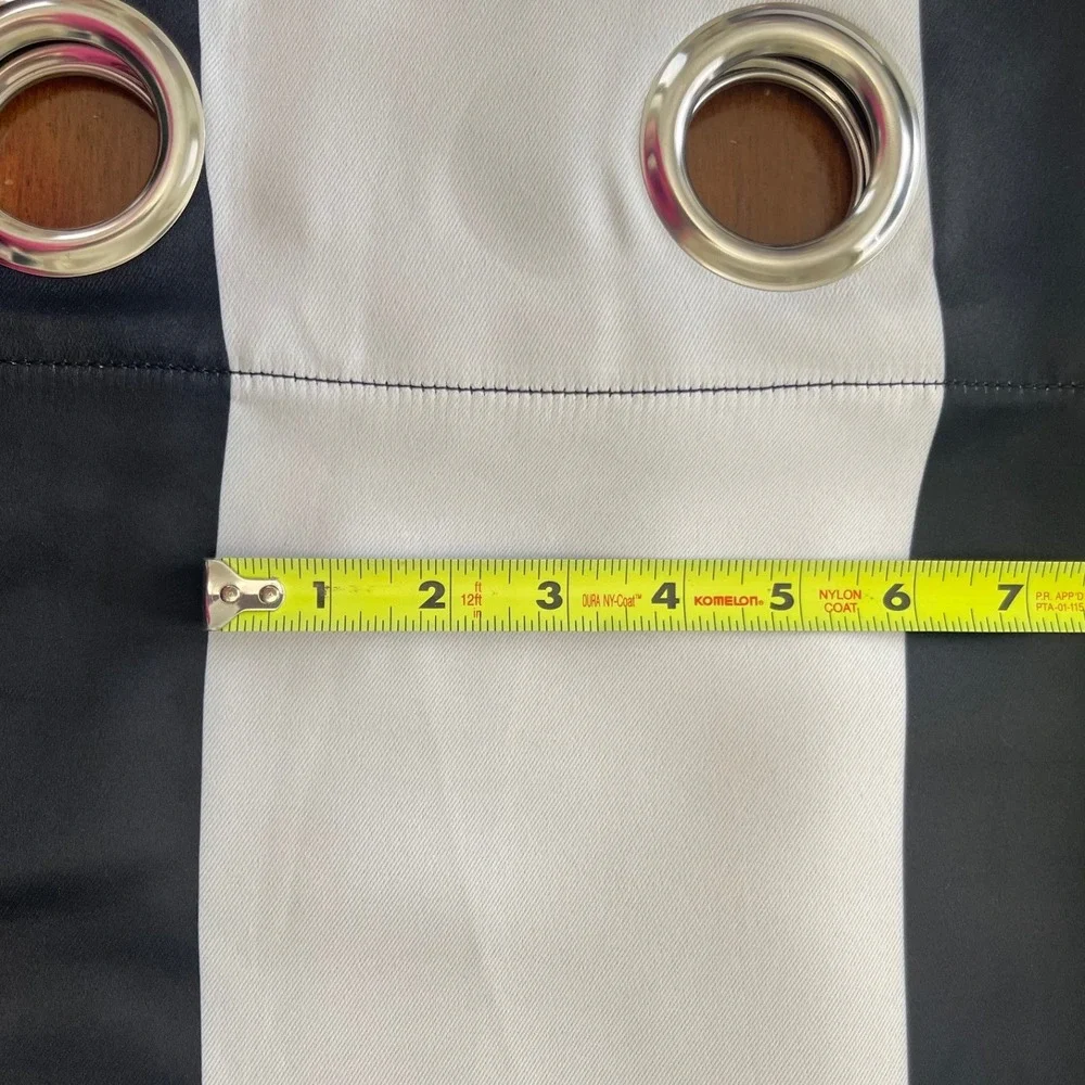 Black White Vertical Stripe Grommet Curtain Panel Set 48
